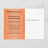 Abschluss Save the Date Grad Cap Orange Graduate Ankündigungspostkarte (Rückseite)