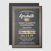 Abschluss Save the Date Halbpension Schwarz und Go Magneteinladung (Vorne/Hinten)