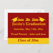 Abschluss Save the Date Kardinal und Gold Postkarte (Vorne/Hinten)