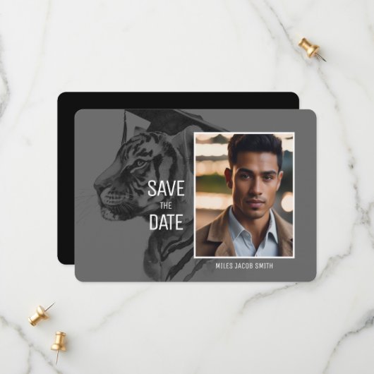 Abschluss Save the Date Karte (Vorderseite/Rückseite Beispiel)