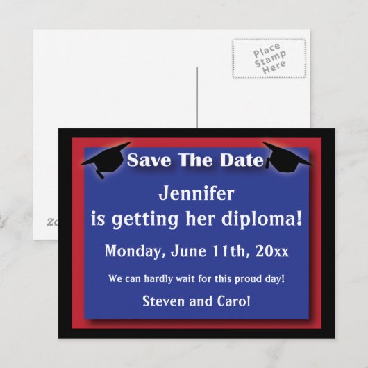 Abschluss Save the Date Karte (Vorne/Hinten)