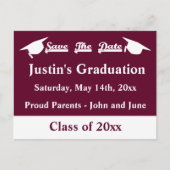 Abschluss Save the Date-Karte mit Maroon Ankündigungspostkarte (Vorderseite)