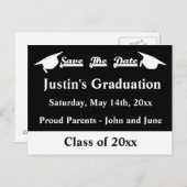 Abschluss Save the Date Karte weiß und schwarz (Vorne/Hinten)