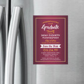 Abschluss Save the Date Maroon Red & Gold Yellow Magneteinladung