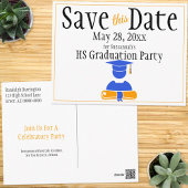 Abschluss Save the Date Minimalistisch Blue Orange Postkarte