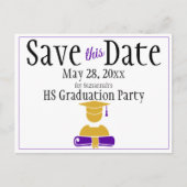 Abschluss Save the Date Minimalistisch Gold Lila Postkarte (Vorderseite)