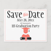 Abschluss Save the Date Minimalistisch Korallensch Postkarte (Vorderseite)