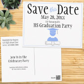 Abschluss Save the Date Minimalistisch Pastelblau Postkarte