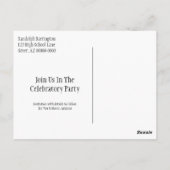 Abschluss Save the Date Minimalistisch Pastelblau Postkarte (Rückseite)