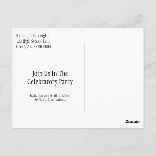 Abschluss Save the Date Minimalistisch Pastelblau Postkarte (Rückseite)