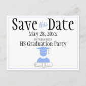 Abschluss Save the Date Minimalistisch Pastelblau Postkarte (Vorderseite)