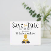 Abschluss Save the Date Minimalistisches Schwarzes Postkarte (Stehend Vorderseite)