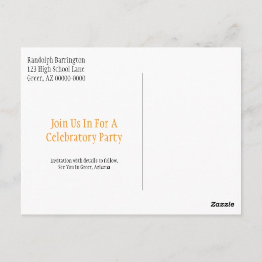 Abschluss Save the Date Minimalistisches Weißgold Postkarte (Rückseite)