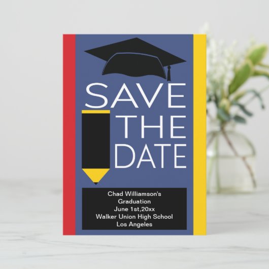 Abschluss Save the Date Moderne Grad Cap (Stehend Vorderseite)