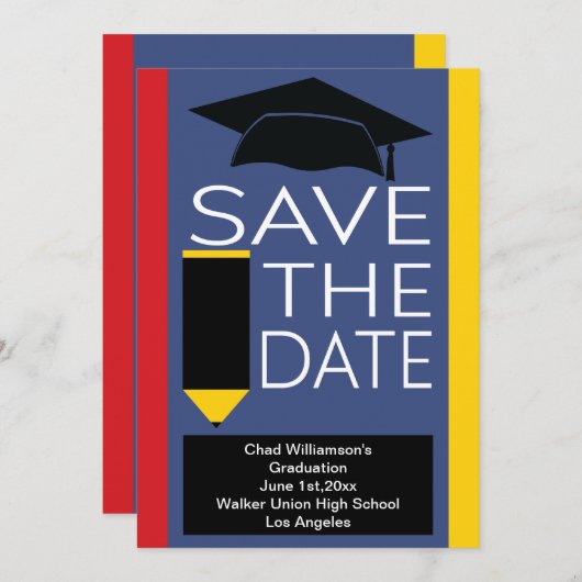 Abschluss Save the Date Moderne Grad Cap (Vorne/Hinten)