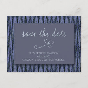 Abschluss Save the Date Modernes Abstraktes Blau Postkarte