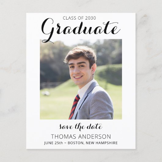 Abschluss Save the Date Modernes Foto (Vorderseite)