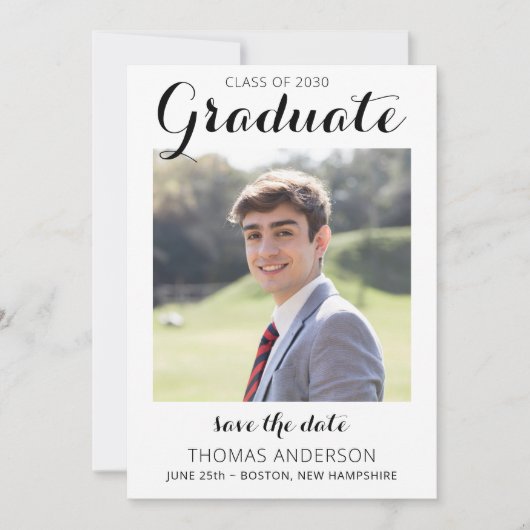 Abschluss Save the Date Modernes Foto Ankündigung (Vorderseite)