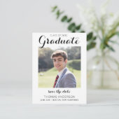 Abschluss Save the Date Modernes Foto Ankündigungspostkarte (Stehend Vorderseite)