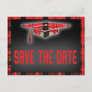 Abschluss Save the Date Modernes Kariertes Tartan Ankündigungspostkarte