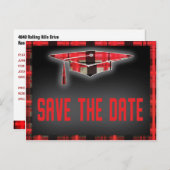 Abschluss Save the Date Modernes Kariertes Tartan Ankündigungspostkarte (Vorne/Hinten)