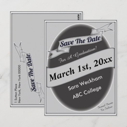 Abschluss Save the Date Postkarte (Vorne/Hinten)