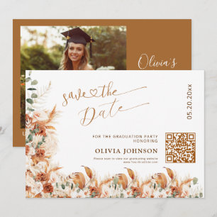 Abschluss-Save-the-Date-QR-Code Boho Pampas Save The Date