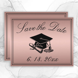 Abschluss Save the Date Rose Gold Cap Diploma Ankündigung