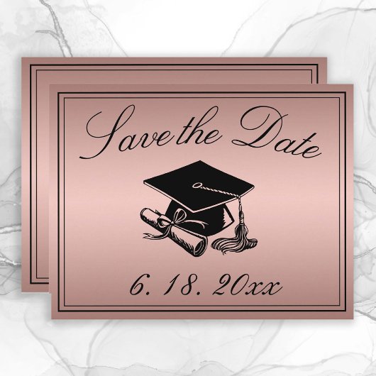 Abschluss Save the Date Rose Gold Cap Diploma Ankündigung