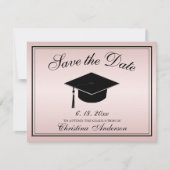 Abschluss Save the Date Rose Gold Script Cap Ankündigung (Vorderseite)