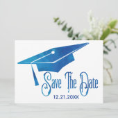 Abschluss Save the Date schlicht Moderner Blauer G (Stehend Vorderseite)