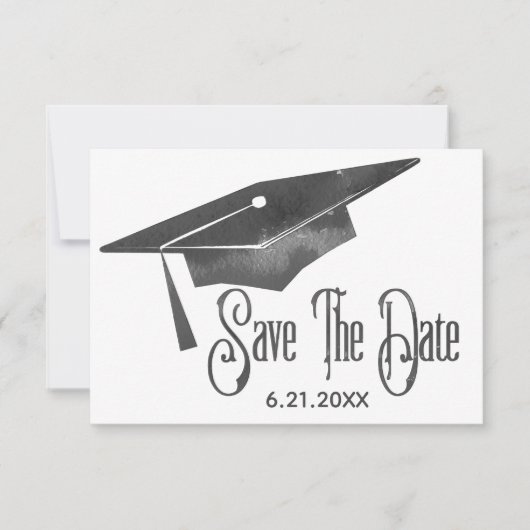Abschluss Save the Date schlicht Moderner Schwarze (Vorderseite)