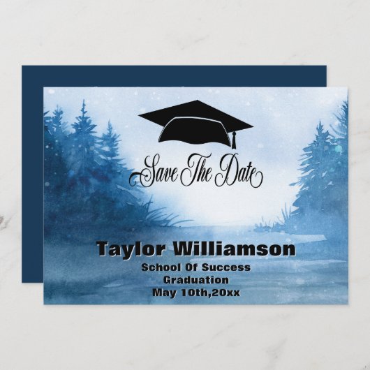 Abschluss Save the Date Schule Rustikale Bäume (Vorne/Hinten)