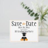 Abschluss Save the Date Schwarz Orange Custom Postkarte (Stehend Vorderseite)