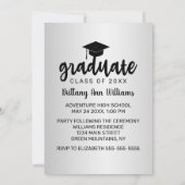 Abschluss Save the Date Schwarzer Typografie Silve Ankündigung (Rückseite)