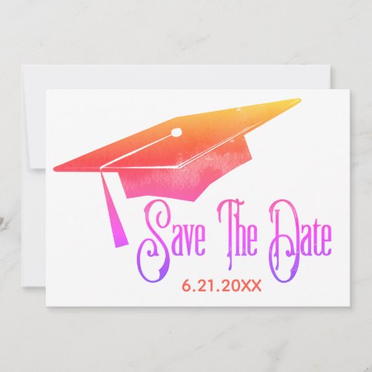 Abschluss Save the Date Simple Rainbow Grad (Vorderseite)