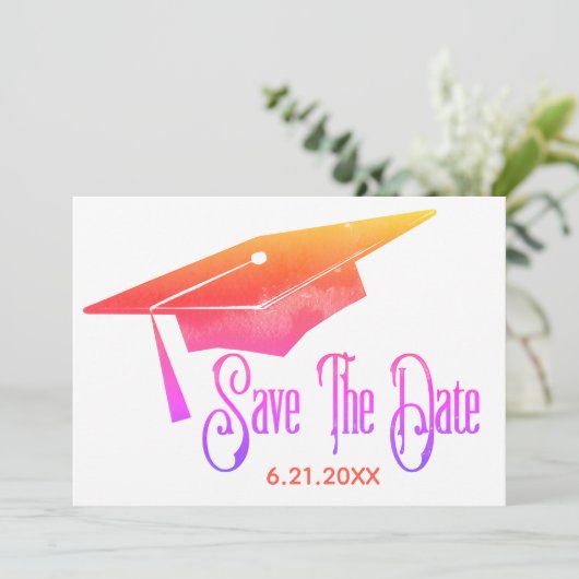 Abschluss Save the Date Simple Rainbow Grad (Stehend Vorderseite)