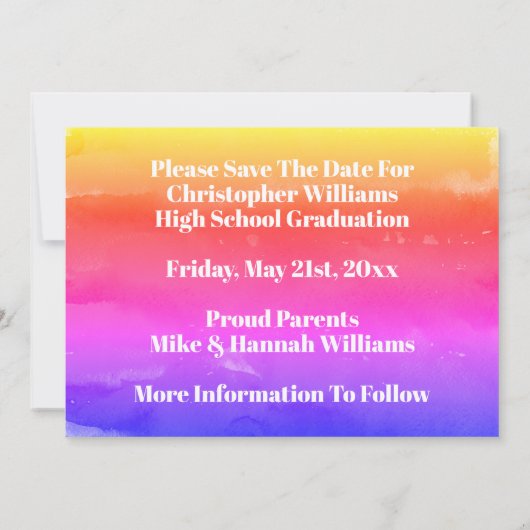 Abschluss Save the Date Simple Rainbow Grad (Rückseite)