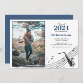 Abschluss Saxophone Marching Band mit Foto Einladung (Vorne/Hinten)