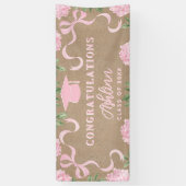 Abschluss-Schild, Kraftpapier Rosa Hydrangea  Banner (Vertikal)