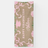 Abschluss-Schild, Kraftpapier Rosa Hydrangea  Banner (Vertikal)