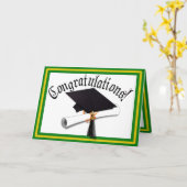 Abschluss School Colors Gold & Green Karte (Gelbe Blume)