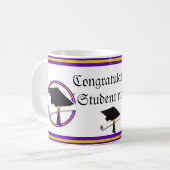 Abschluss School Colors Lila und Gold Kaffeetasse (Vorderseite Links)