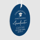 Abschluss | Schuljahr und FOTO blau Ornament (Vorderseite)