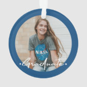 Abschluss | Schuljahr und FOTO blau Ornament (Rückseite)