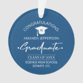 Abschluss | Schuljahr und FOTO blau Ornament (Vorderseite)