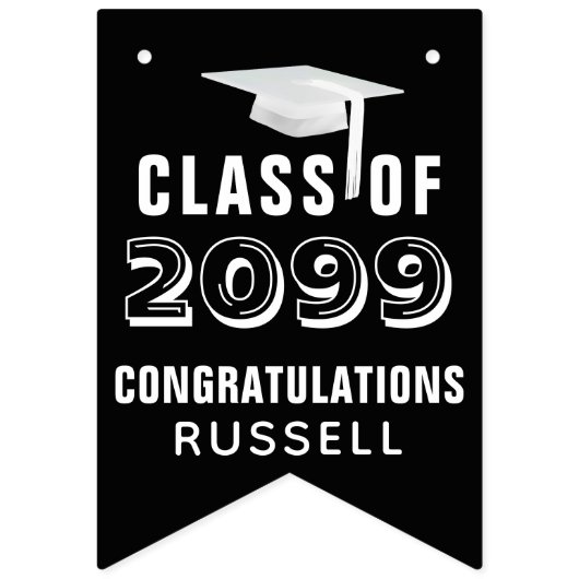 Abschluss-Schwarz-FotoCollage Wimpelkette (Erste Fahne)