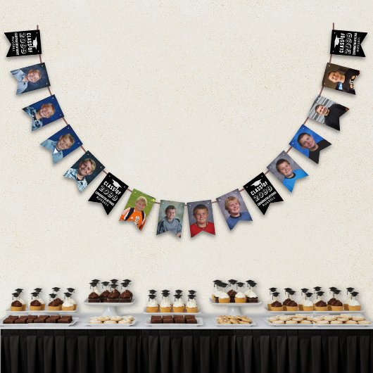 Abschluss-Schwarz-FotoCollage Wimpelkette