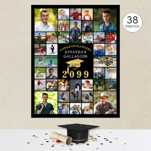Abschluss Schwarz Gold Gratuliere 38 Foto-Collage Poster