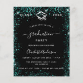 Abschluss Schwarz grün aquamarine Haushaltseinladu Flyer (Vorne)